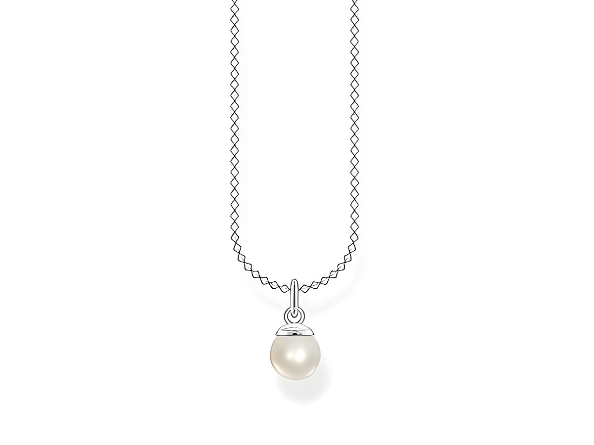 Elegante Thomas Sabo Kette aus Silber mit einer Süßwasserzuchtperle als Anhänger, ein schlichtes und stilvolles Schmuckstück in den Längen 38 bis 45 cm.