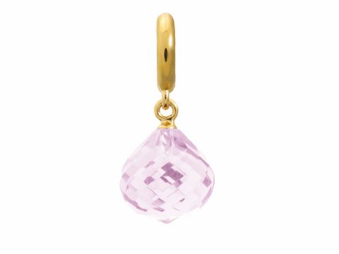 Goldener Charm von Endless mit einem roséfarbenen Kristall in Tropfenform, Teil der J.Lo Kollektion mit eleganter Verzierung und glitzerndem Design. Ideal für persönliche Schmuckstücke.