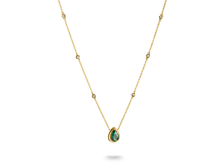 Thomas Sabo KE2331-971-6-L50V ELYNDRA Kette 45 - 50 cm - 750/- Gold auf Silber & Glas-Keramik Stein & Zirkonia - Grün