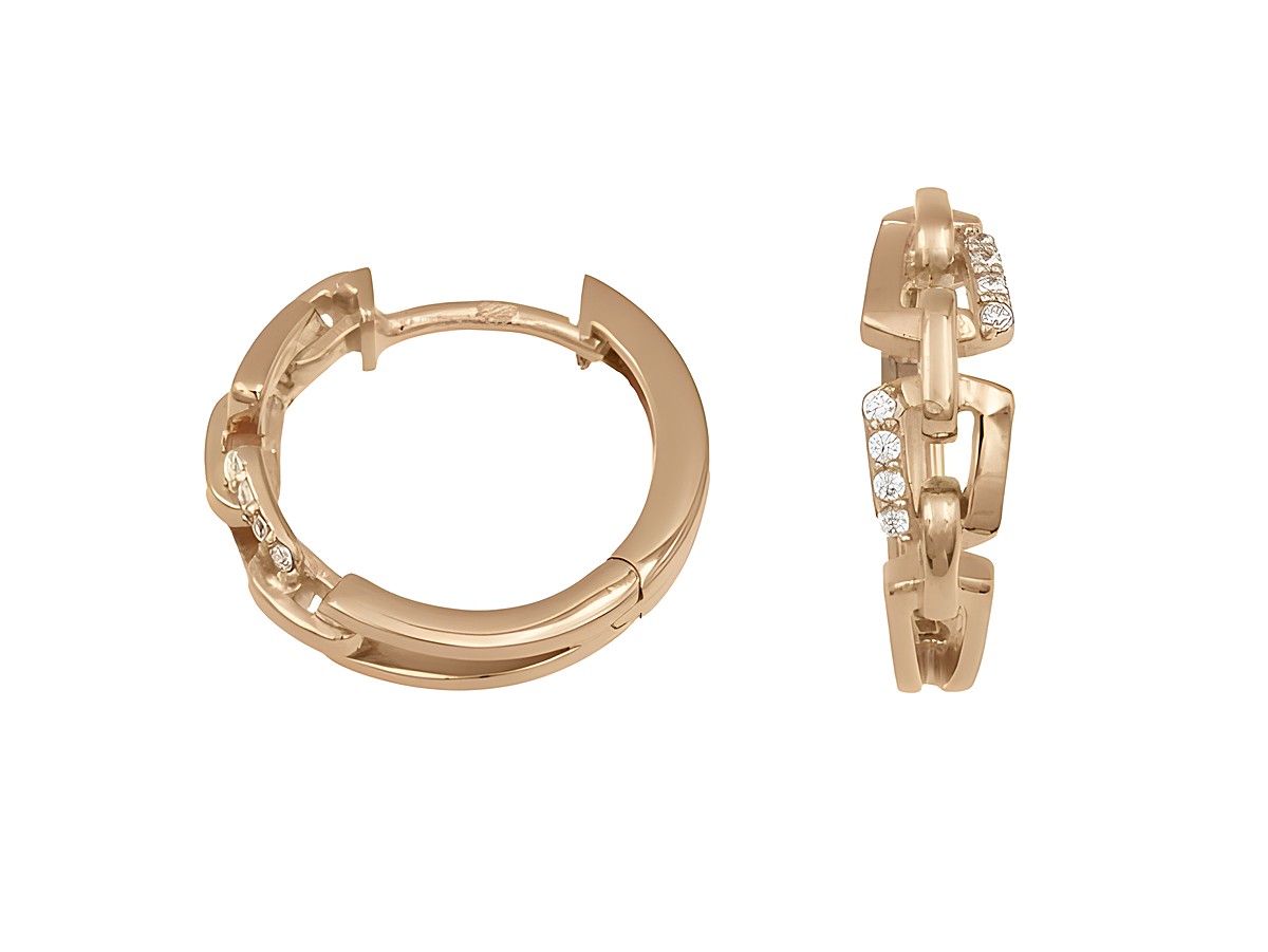 Funkelnde Creolen aus Sterling Silber mit Roségold Vergoldung, 1,6 cm groß, von Juwelier Harnisch, verziert mit strahlenden Details, ideal für elegante Anlässe.