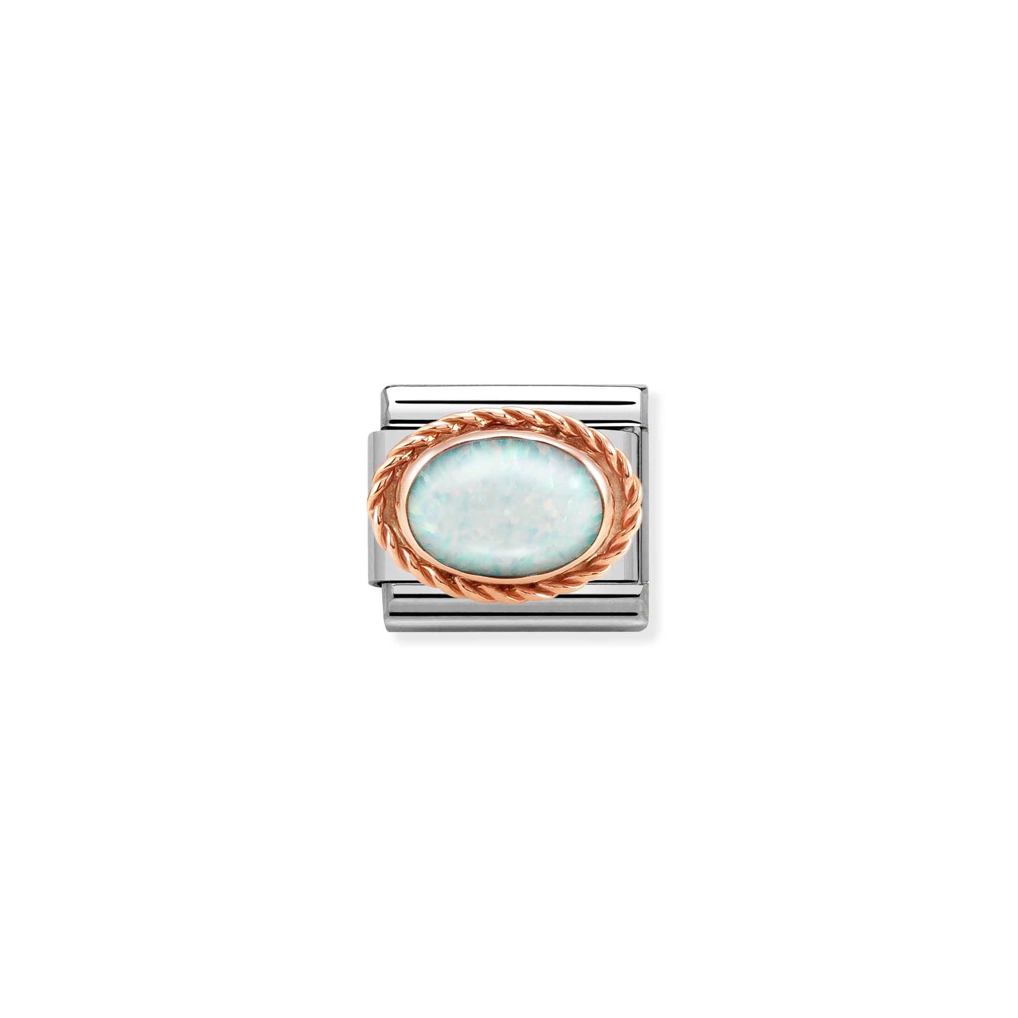 Nomination Composable Classic Charm Kordel Opal weiß - Edelstahl, Roségold