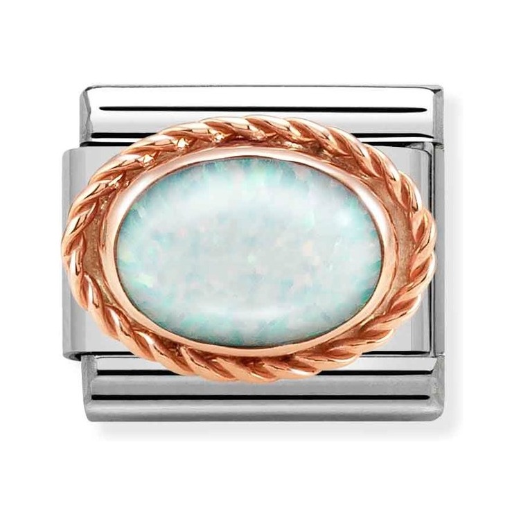 Nomination Composable Classic Charm Kordel Opal weiß - Edelstahl, Roségold
