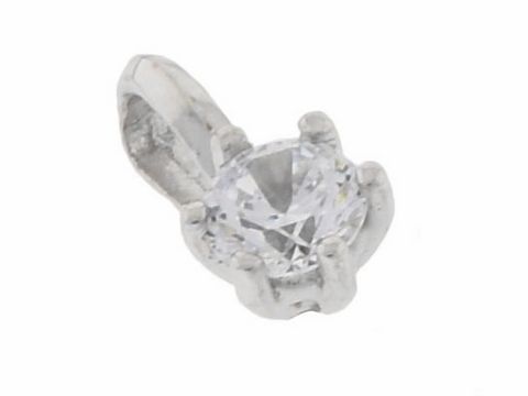 Silber Anhänger rund rhodiniert mit klarem Zirkonia in Krappenfassung, Hersteller Juwelier Harnisch. Elegantes Schmuckstück für anspruchsvolle Träger.
