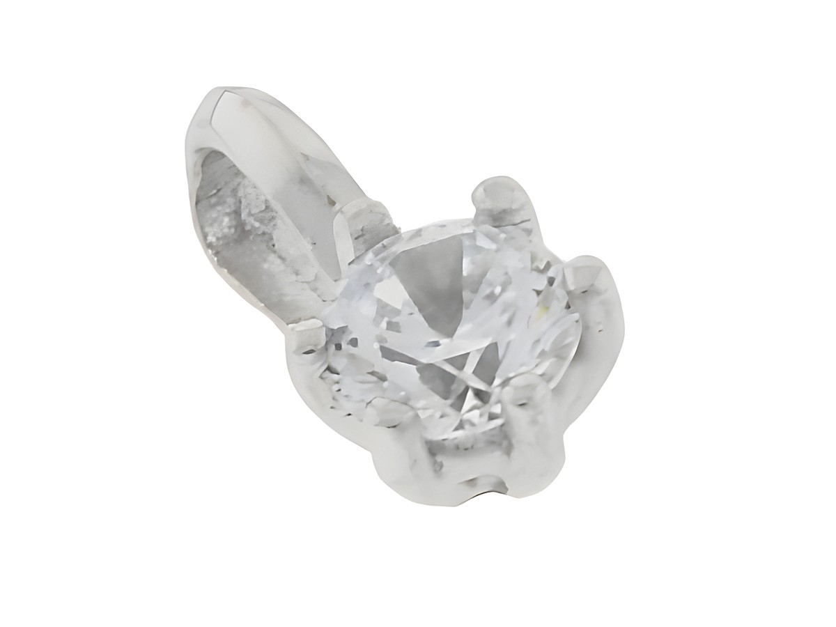 Silber Anhänger rund rhodiniert mit klarem Zirkonia in Krappenfassung, Hersteller Juwelier Harnisch. Elegantes Schmuckstück für anspruchsvolle Träger.