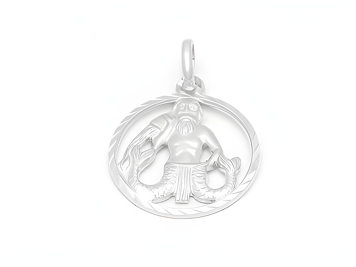 Wassermann Sternzeichen Anhänger aus Weißgold 333, diamantiert, von Juwelier Harnisch. Das Design zeigt die symbolische Figur des Wassermanns in feiner Detailarbeit.