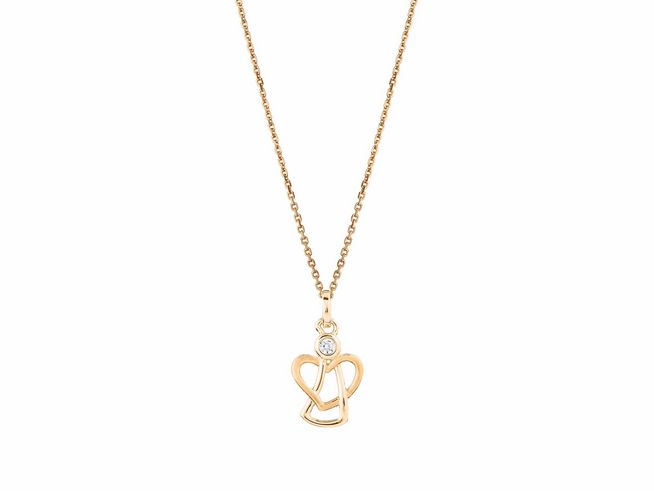 27001020-0 Xenox Sterling Silber Kette XS3472GK mit einem Schutzengel-Anhänger in Gelbgold vergoldet, zierlicher Ankerkette, Länge 36-38 cm, ideal als stilvolles Schmuckstück oder Geschenk.