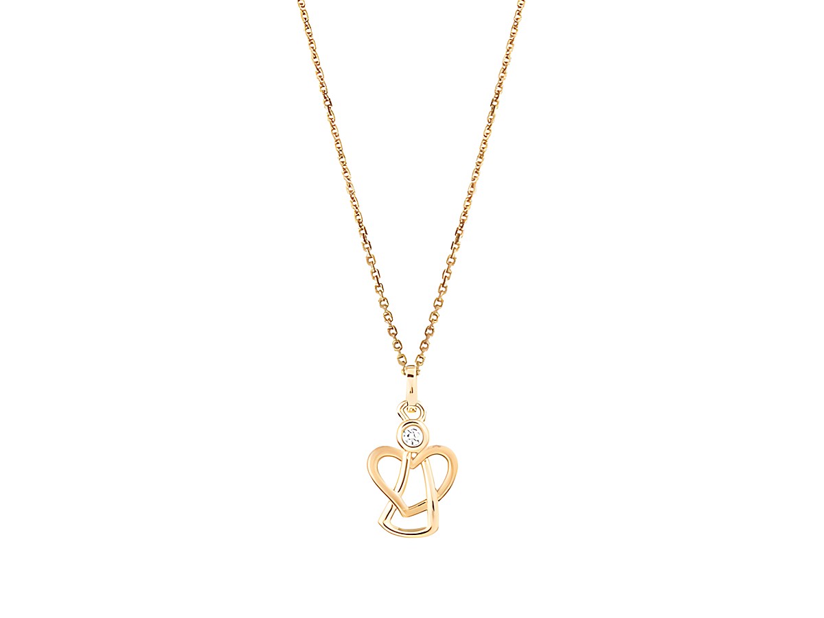 Xenox Sterling Silber Kette XS3472GK mit einem Schutzengel-Anhänger in Gelbgold vergoldet, zierlicher Ankerkette, Länge 36-38 cm, ideal als stilvolles Schmuckstück oder Geschenk.