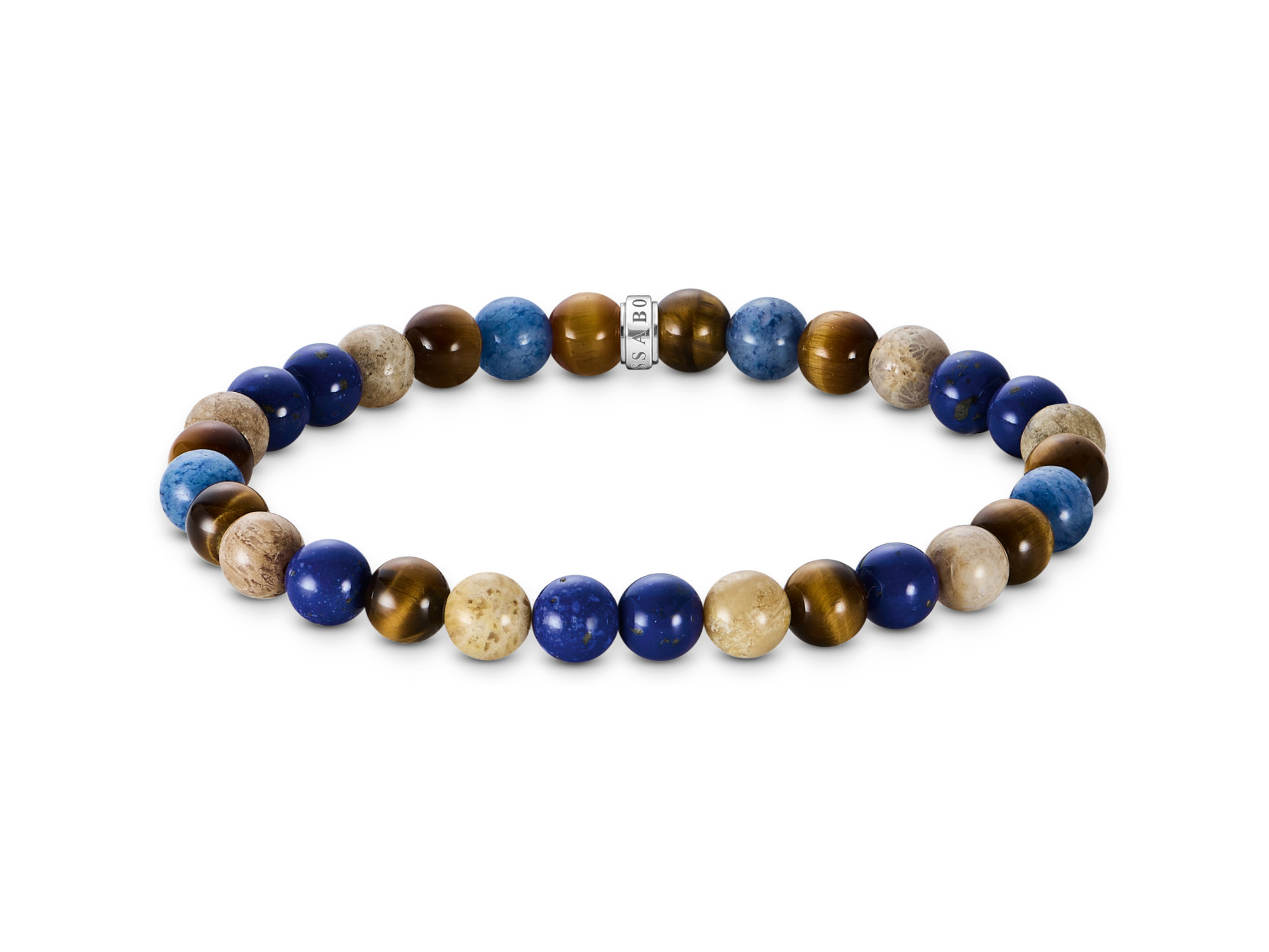 Bunt leuchtendes Thomas Sabo Bead Armband A2193-926-7-L17 aus verschiedenen Steinkugeln, ideal für stilvolle Akzente, mit einer Länge von 17 cm aus der Kollektion Rebel Basics.