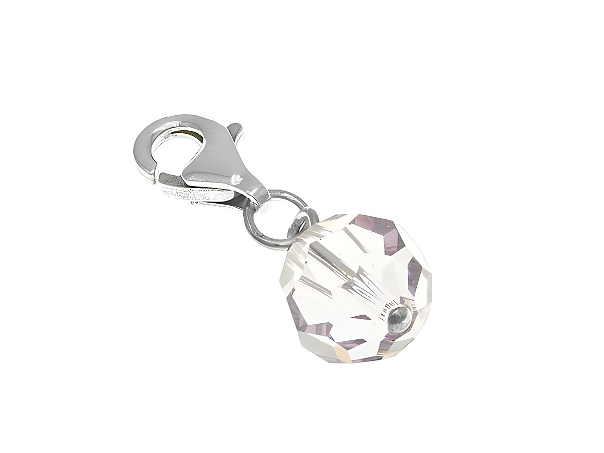 Charmanhänger aus Sterling Silber mit einem polierten Acrylstein in Kugel-Form, ideal für kreative Schmuckgestaltungen, Hersteller Juwelier Harnisch.