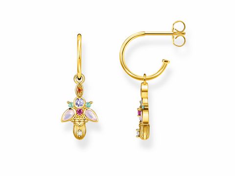 Thomas Sabo CR651-488-7 Ohrringe in Form von Creolen aus Silber und Gelbgold mit bunten Steinen, elegantes Design für einen stilvollen Look.