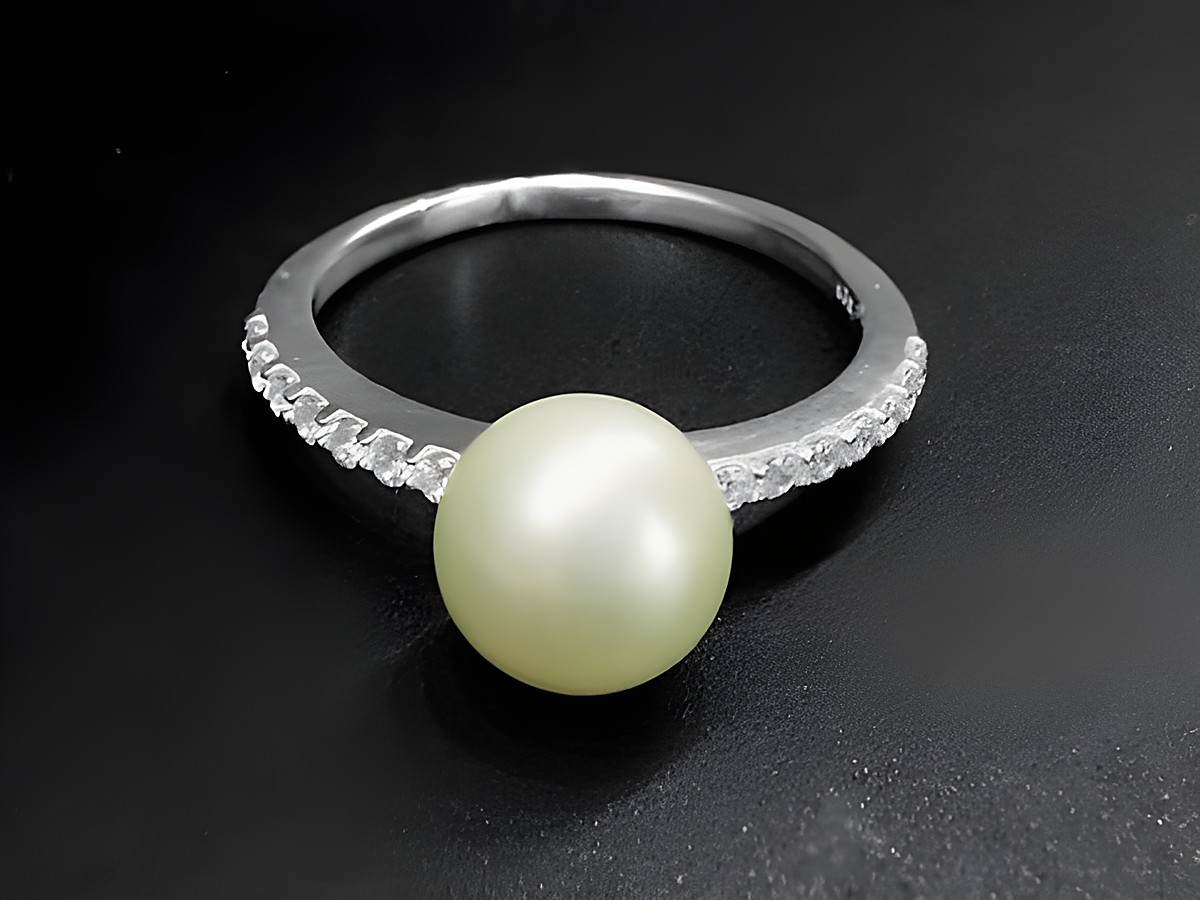 Silber Ring mit fantastischer Perle und Zirkonia sowie Perle Imitation, Größe 48, hergestellt von Juwelier Harnisch. Ein elegantes Schmuckstück für besondere Anlässe. – Ansicht 2