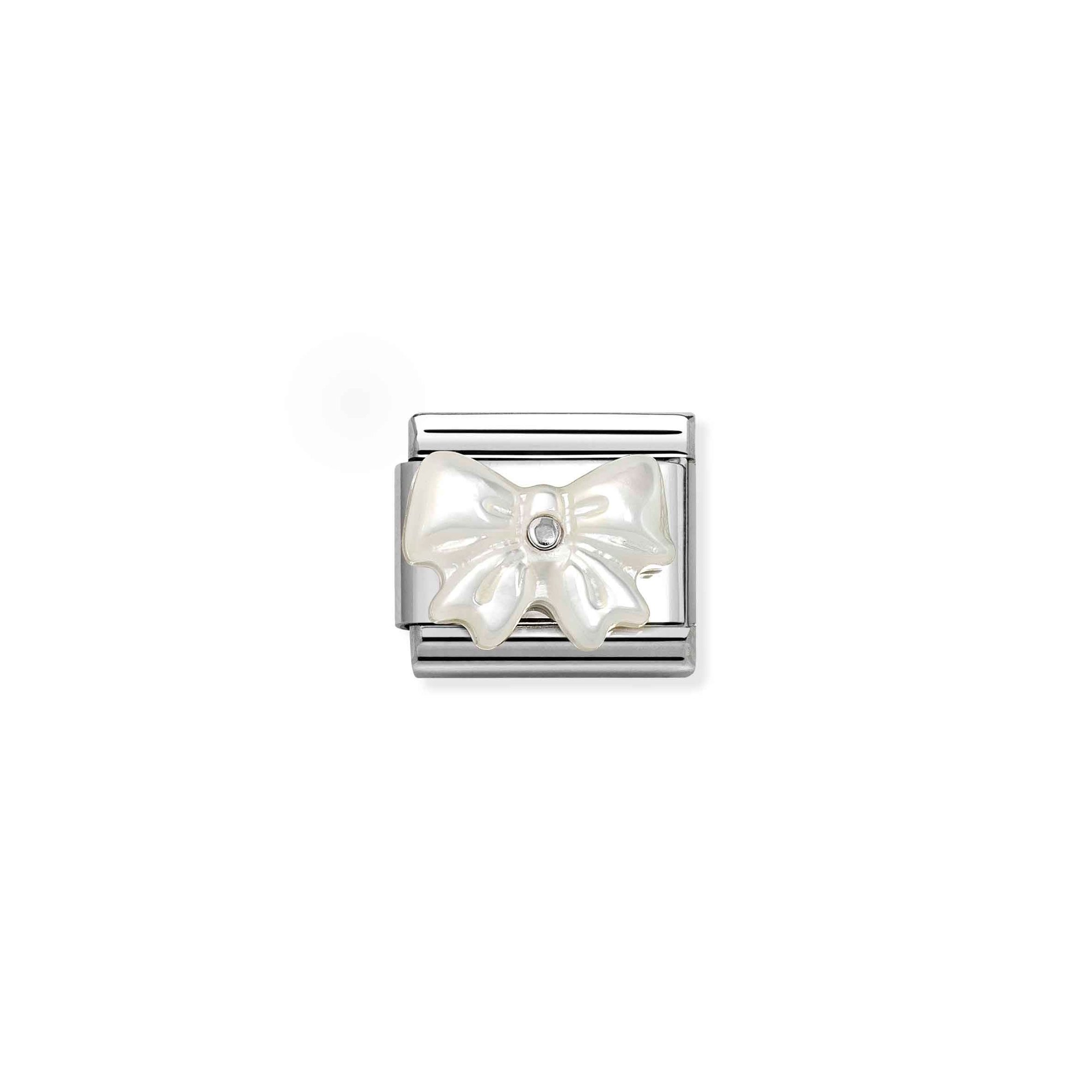 Nomination Sterling Silber - Schleife - Perlmutt + Weiß Element - Classic Silber – Ansicht 2