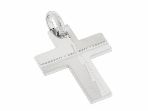 Silber Anhänger - Kreuz - rhodiniert - massiv - teilmattiert, Hersteller: Juwelier Harnisch, mit Muster, elegant und zeitlos, ideal als Geschenk oder für den persönlichen Gebrauch.