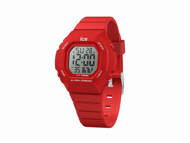 50441316-0 ICE digit ultra Red 022099 Small in Rot von Ice Watch, digitale Uhr mit Alarm- und Chronographenfunktion, wasserdicht bis 100 Meter, modernes und sportliches Design.