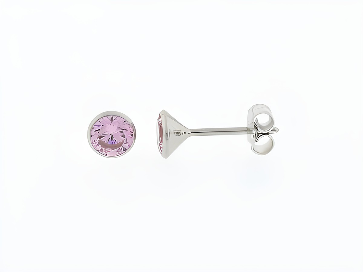 Silber Ohrringe Kelch Silber 5,2 mm Zirkonia rosa Stecker, Hersteller Juwelier Harnisch, Zirkonia. Elegantes Design mit funkelndem Stein. Ideal für jeden Anlass.
