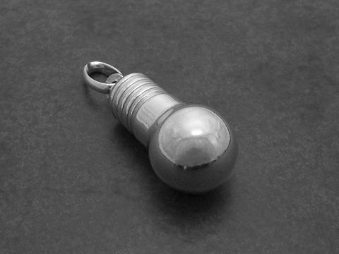 Silber Anhänger in Form einer Glühbirne, massiv Silber, Hersteller Juwelier Harnisch, vielseitig einsetzbar mit diversen Motiven, ideal für individuelle Schmuckgestaltungen.