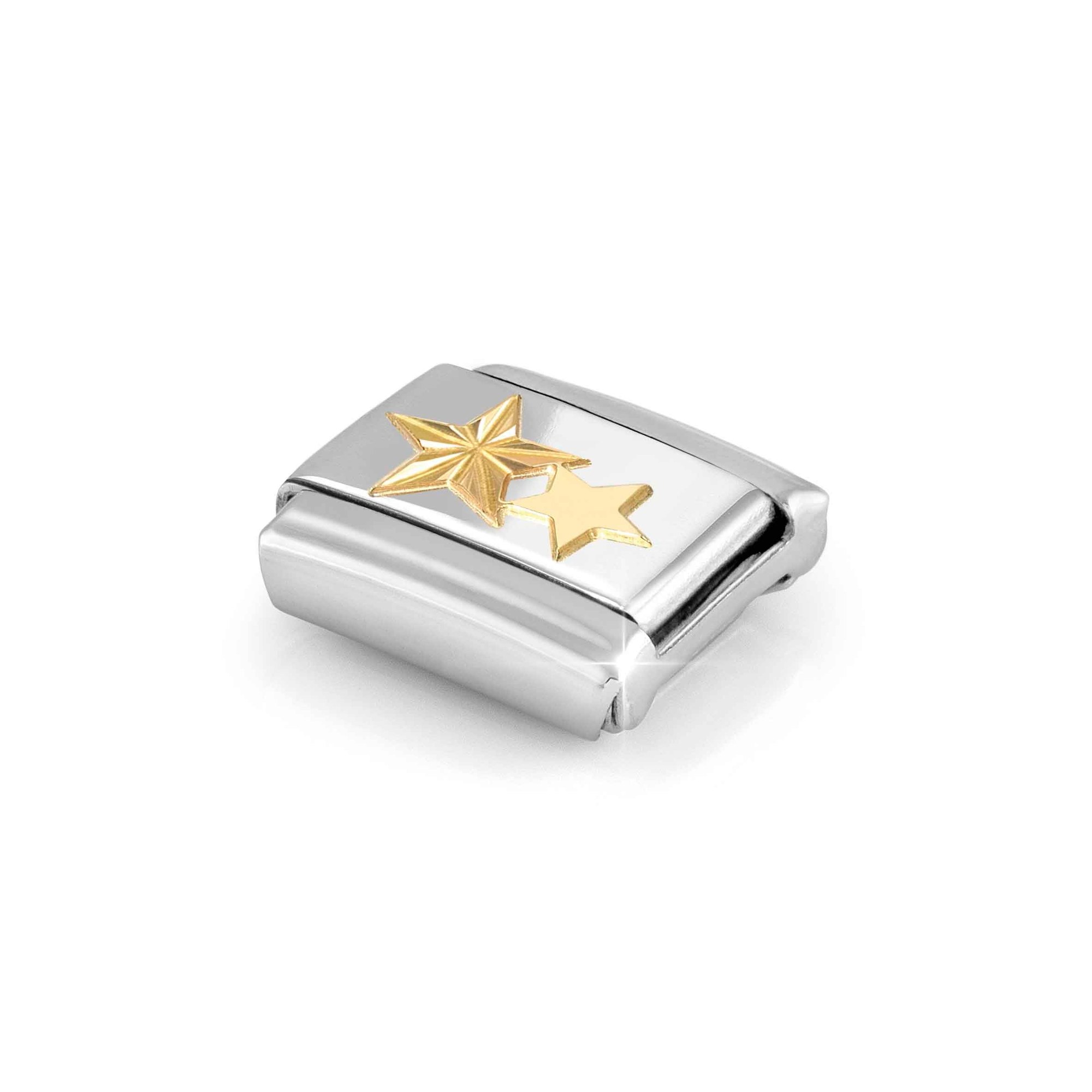 Nomination Composable Classic Charm 2 Sterne - Edelstahl, Gold 750 Gelbgold, diamantiert – Ansicht 5