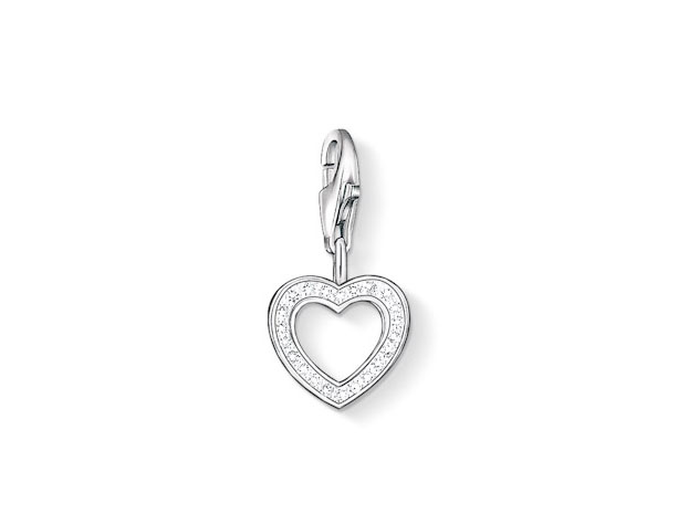 Thomas Sabo Herz Charm aus Silber mit Zirkonia, in Herzform gestaltet und ideal für eine Schmuckkollektion, symbolisiert Liebe und Freundschaft.
