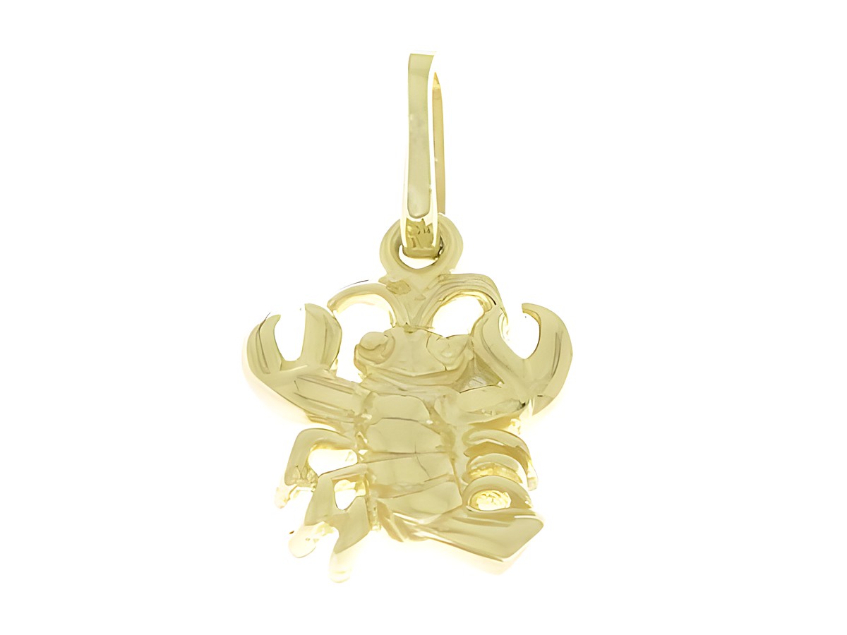 Krebs poliertes Gold Sternzeichen Anhänger von Juwelier Harnisch, ideal als Geschenkidee für Krebs-Geborene, hübsches Schmuckstück mit detaillierter Verarbeitung.