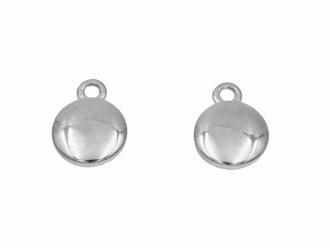 Einhänger für Creolen Rund aus poliertem rhodinierten Sterling Silber, glänzende Oberfläche, geeignet für Schmuckstücke, Hersteller Juwelier Harnisch, 1 Paar.