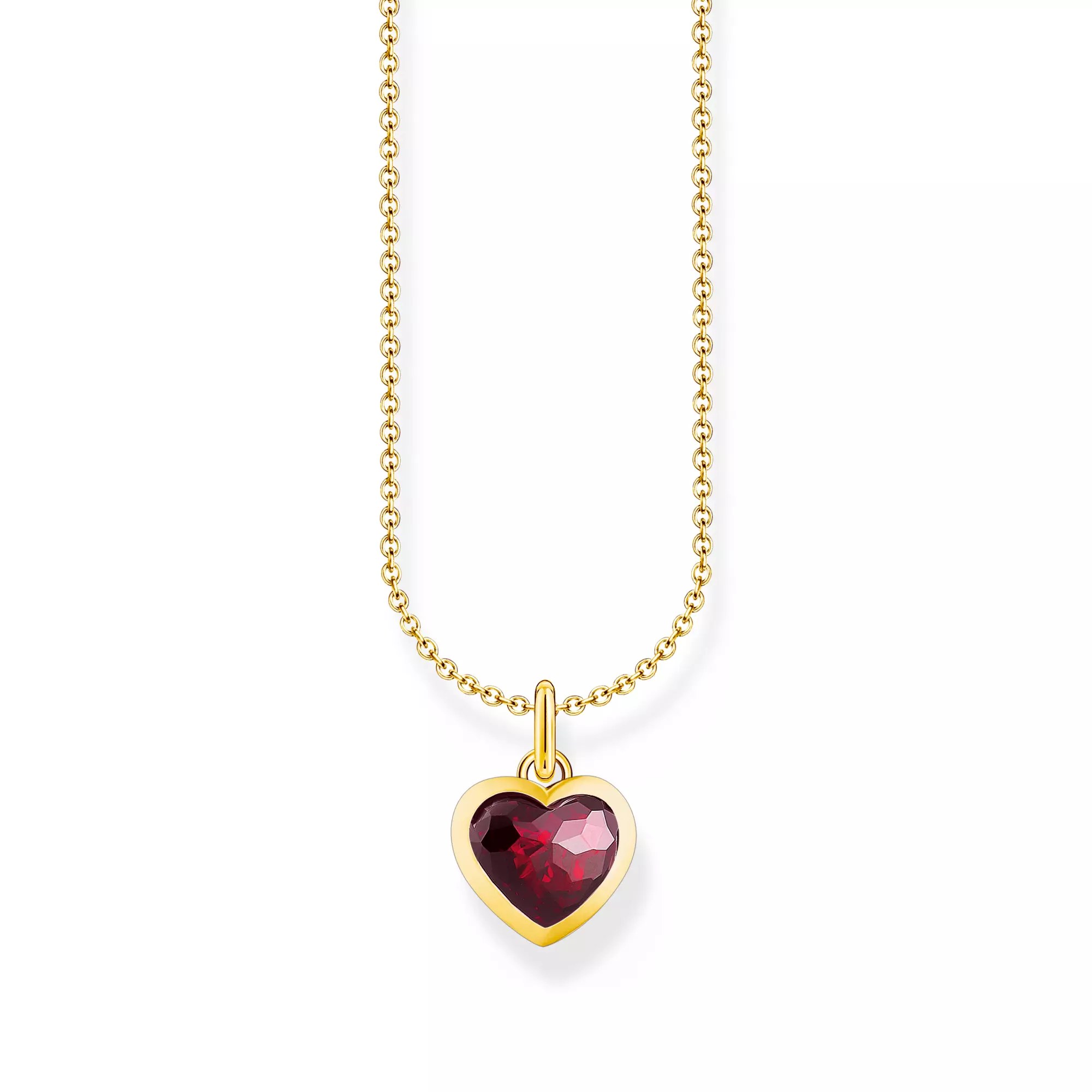 Thomas Sabo Kette - Herz - Silber Gelbgold verg. & Zirkonia - Rot - 38 bis 45 cm