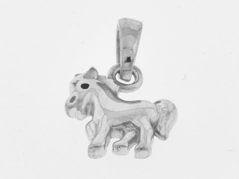 301959-0 Silber Anhänger Fohlen rhodiniert allerliebst des Herstellers Juwelier Harnisch für Kinder, zeigt ein detailreiches, freundliches Fohlen in verspielter Form.