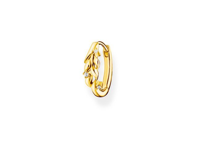 Charming Creole von Thomas Sabo aus Sterling Silber, vergoldet in Gelbgold, verziert mit weißen Zirkonia, kunstvolles und elegantes Design für Ohrschmuck.