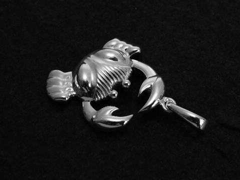 Krebs Sternzeichen Anhänger aus 925 Sterling Silber, poliert, hergestellt von Juwelier Harnisch, detailreiche Darstellung des Krebses als Schmuckstück.