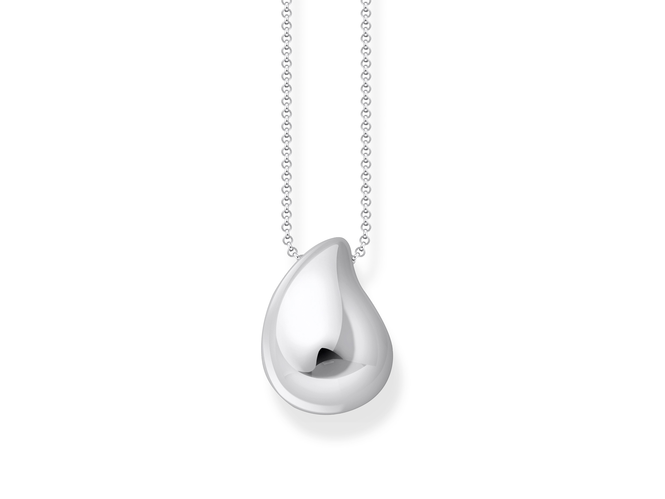 Silberne Thomas Sabo Bold Elegance Kette mit einem tropfenförmigen Anhänger, elegant und modern, verstellbare Länge von 45 bis 50 cm, ideal für jeden Anlass.