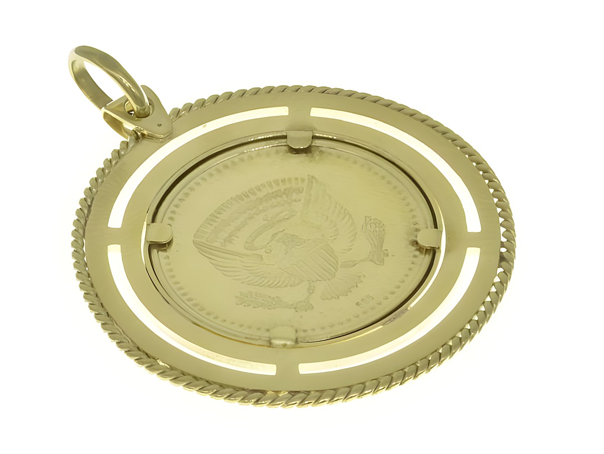 Münzfassung Anhänger aus 585 Gold für Münzen mit maximalem Durchmesser von 20,4 mm, Hersteller Juwelier Harnisch, elegantes Design mit gedrehtem Rand. – Ansicht 3