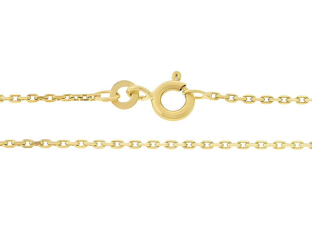 Ankerkette aus 333 Gold mit einer Länge von 42 cm und einer Stärke von 1,3 x 1,3 mm, ausgestattet mit einem Federringverschluss, hergestellt von Juwelier Harnisch.