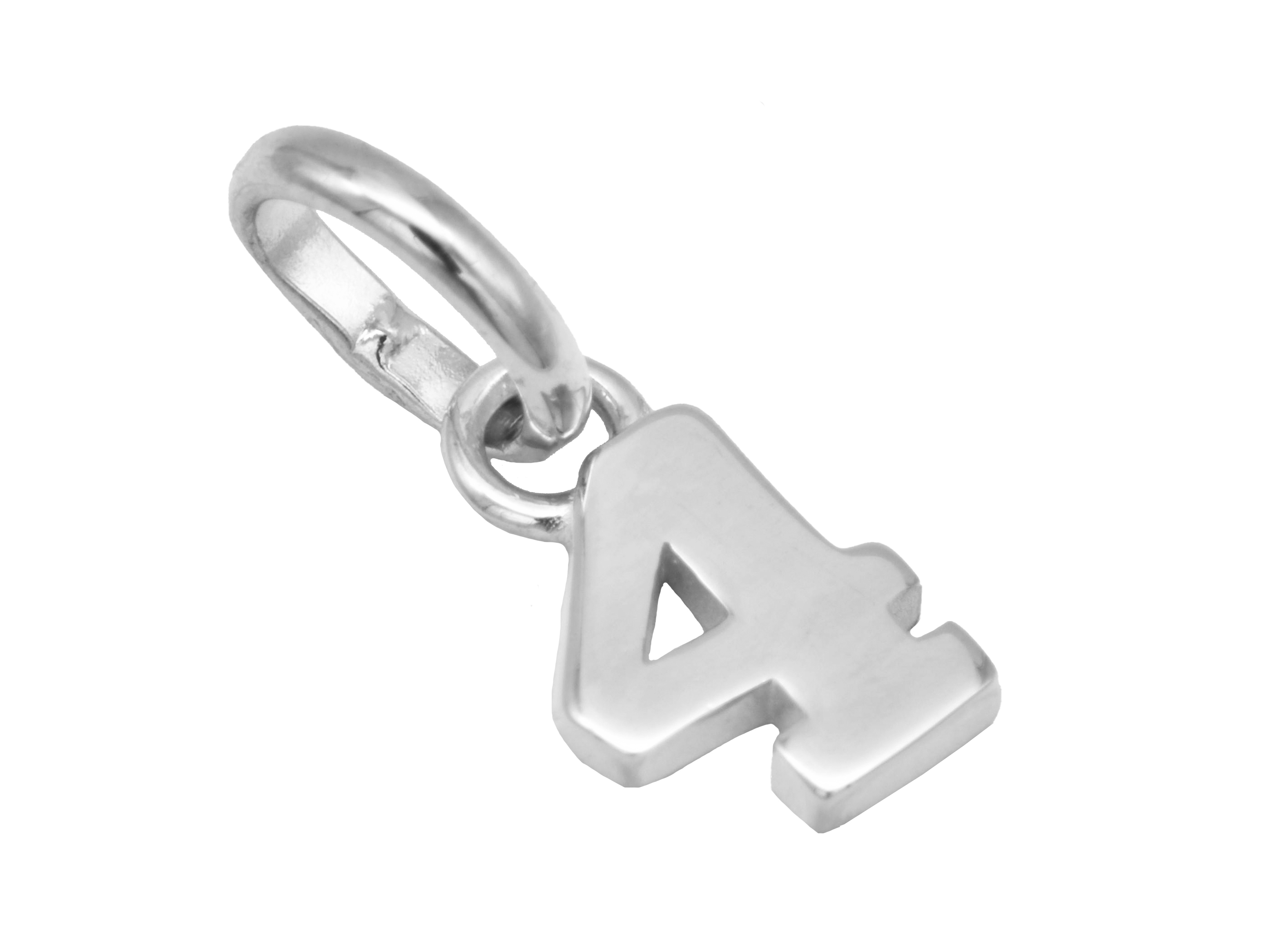 Gold Anhänger Zahl 4 aus 585 Weißgold, poliert, symbolisiert Glückszahlen und wird von Juwelier Harnisch angeboten. Elegantes Design für besonderen Schmuck.