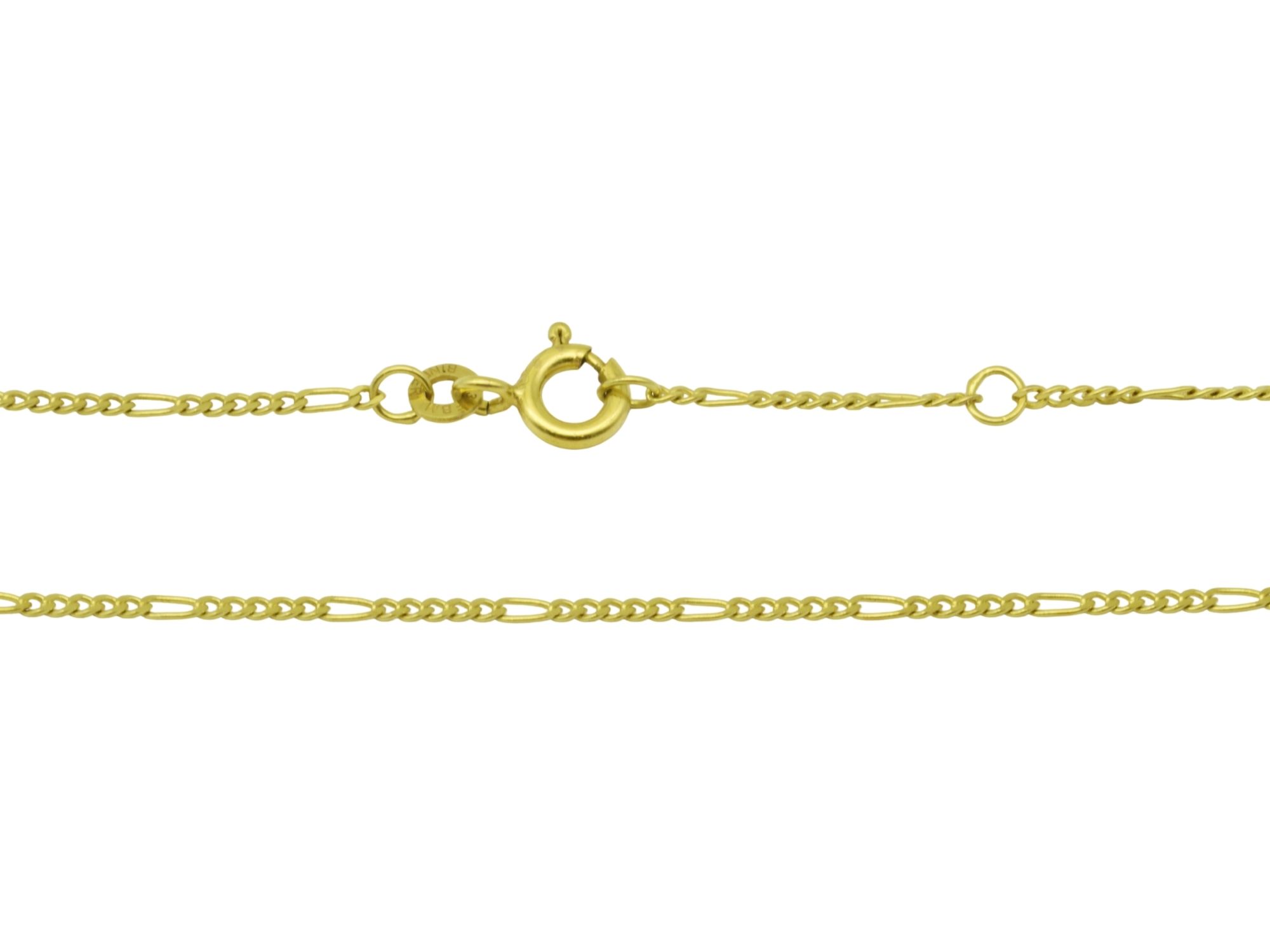 Fußkette Figaromuster Zart - Gelbgold poliert - 22,5 + 24,5 cm
