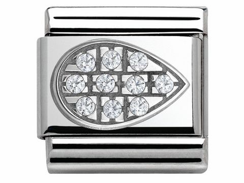 433031605-0 Silbernes Edelstahlarmband mit klassischem Pavé-Design, eingefassten Zirkonia-Steinen im weißen Tropfen-Motiv, Hersteller Nomination, Modell SilverShine 330316 05.