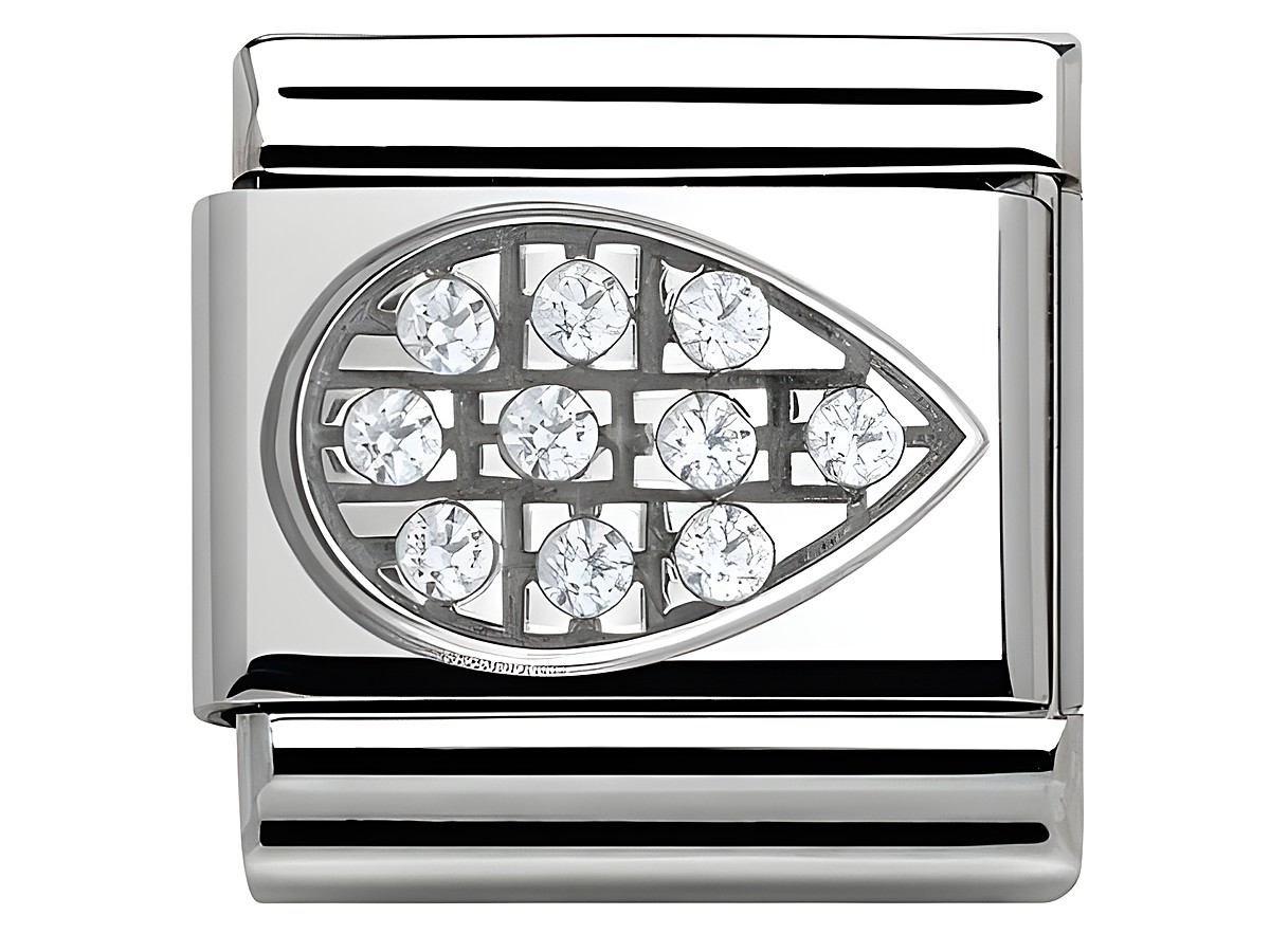 Silbernes Edelstahlarmband mit klassischem Pavé-Design, eingefassten Zirkonia-Steinen im weißen Tropfen-Motiv, Hersteller Nomination, Modell SilverShine 330316 05.