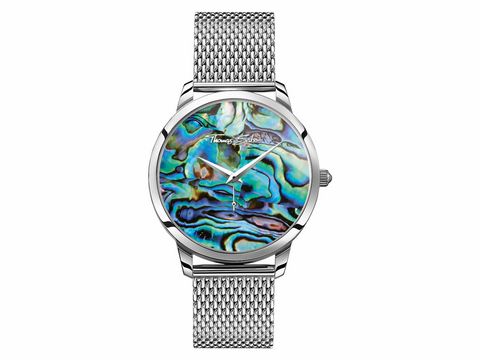 Thomas Sabo Uhr WA0363-201-218-42 mm Unisexuhr mit einem eleganten Zifferblatt in bunten Farben und einem Edelstahlarmband aus Mesh. Ideal für moderne Styles.