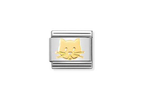 Katzenschnauze aus Gold von Nomination, das Schmuckstück zeigt ein stilisiertes Katzenmotiv mit feinen Details, ideal für Tierliebhaber und eine verspielte Note.