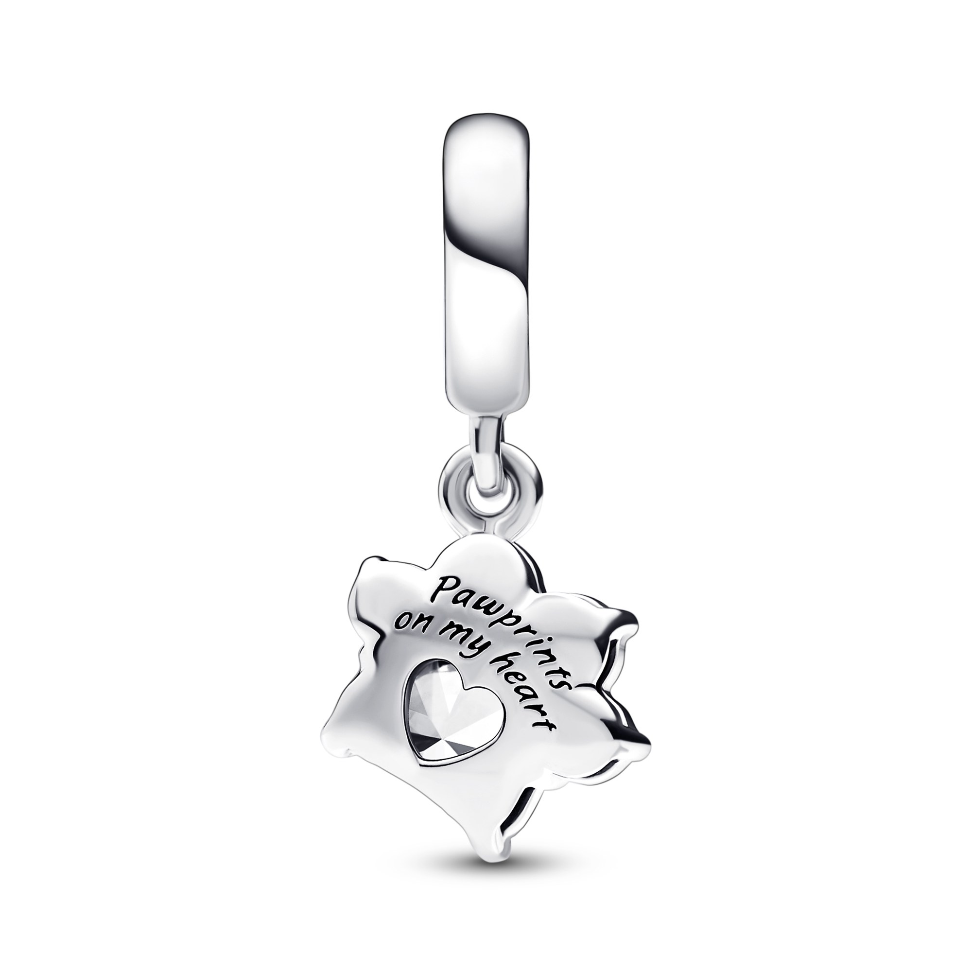 Pandora Funkelnder Pfotenabdruck Charm-Anhänger - Sterling Silber + Zirkonia - Klar – Ansicht 2