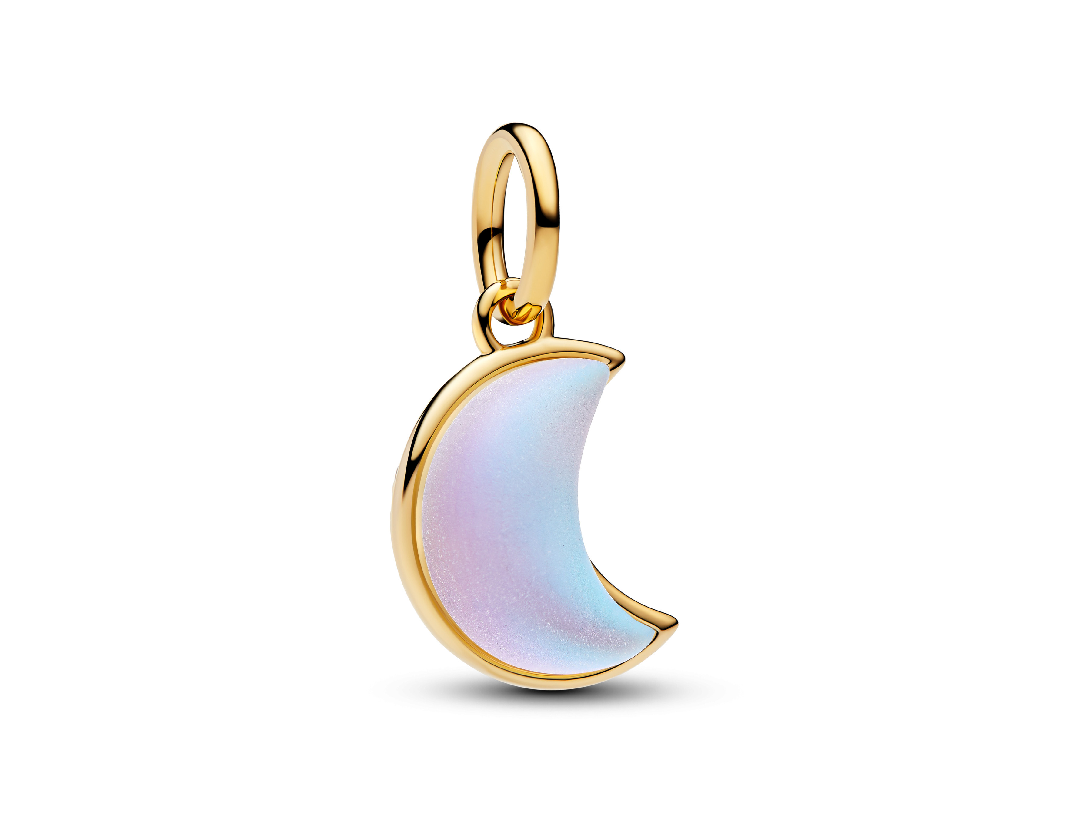 Funkelnder Mondsichel Charm von Pandora in Gelbgold Vergoldung, verziert mit schimmerndem Glas Zirkonia, elegant geschwungen und perfekt für Anhänger oder Armbänder.