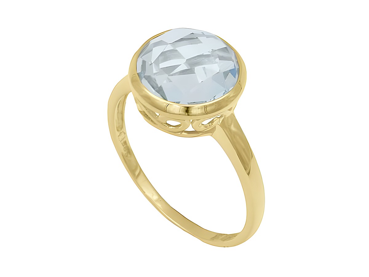 Gelbgold Ring mit mystischem Edeltopas in der Größe 56, gefertigt aus 585er Gelbgold, Hersteller Juwelier Harnisch, bis Größe 56/18.