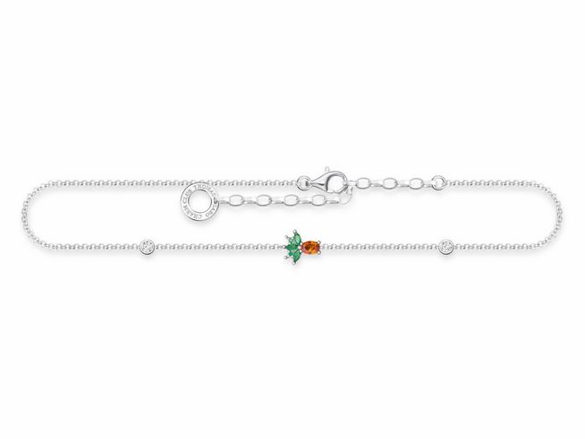 Thomas Sabo Fußkette aus Sterling Silber mit Glas-Keramik Stein und Zirkonia, mehrfarbig, Länge von 22 bis 27 cm, bietet eleganten Schmuck für ein stilvolles Erscheinungsbild.