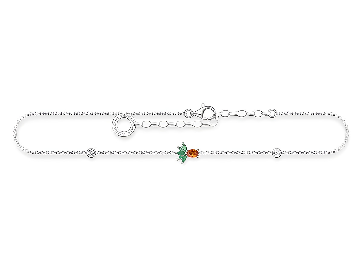 Thomas Sabo Fußkette aus Sterling Silber mit Glas-Keramik Stein und Zirkonia, mehrfarbig, Länge von 22 bis 27 cm, bietet eleganten Schmuck für ein stilvolles Erscheinungsbild.