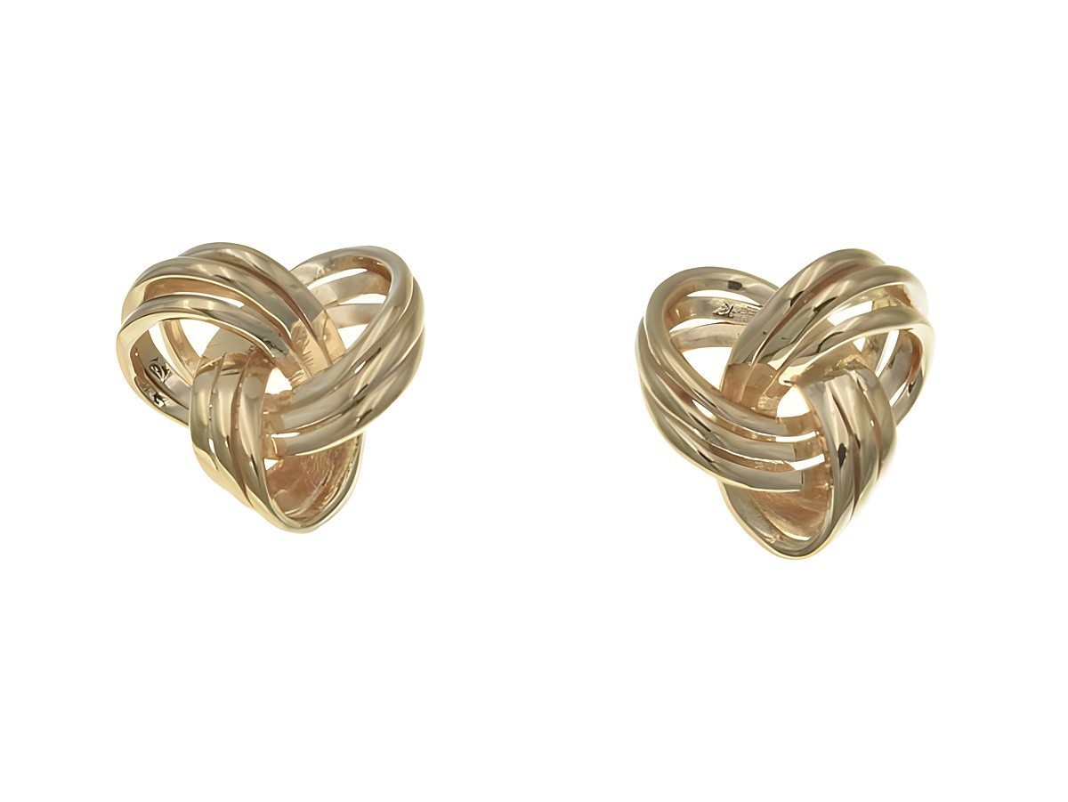 Ohrstecker aus Sterling Silber in Knotenform, poliert, vergoldet in Roségold, Hersteller Juwelier Harnisch, ohne Stein. Elegantes und zeitloses Design.