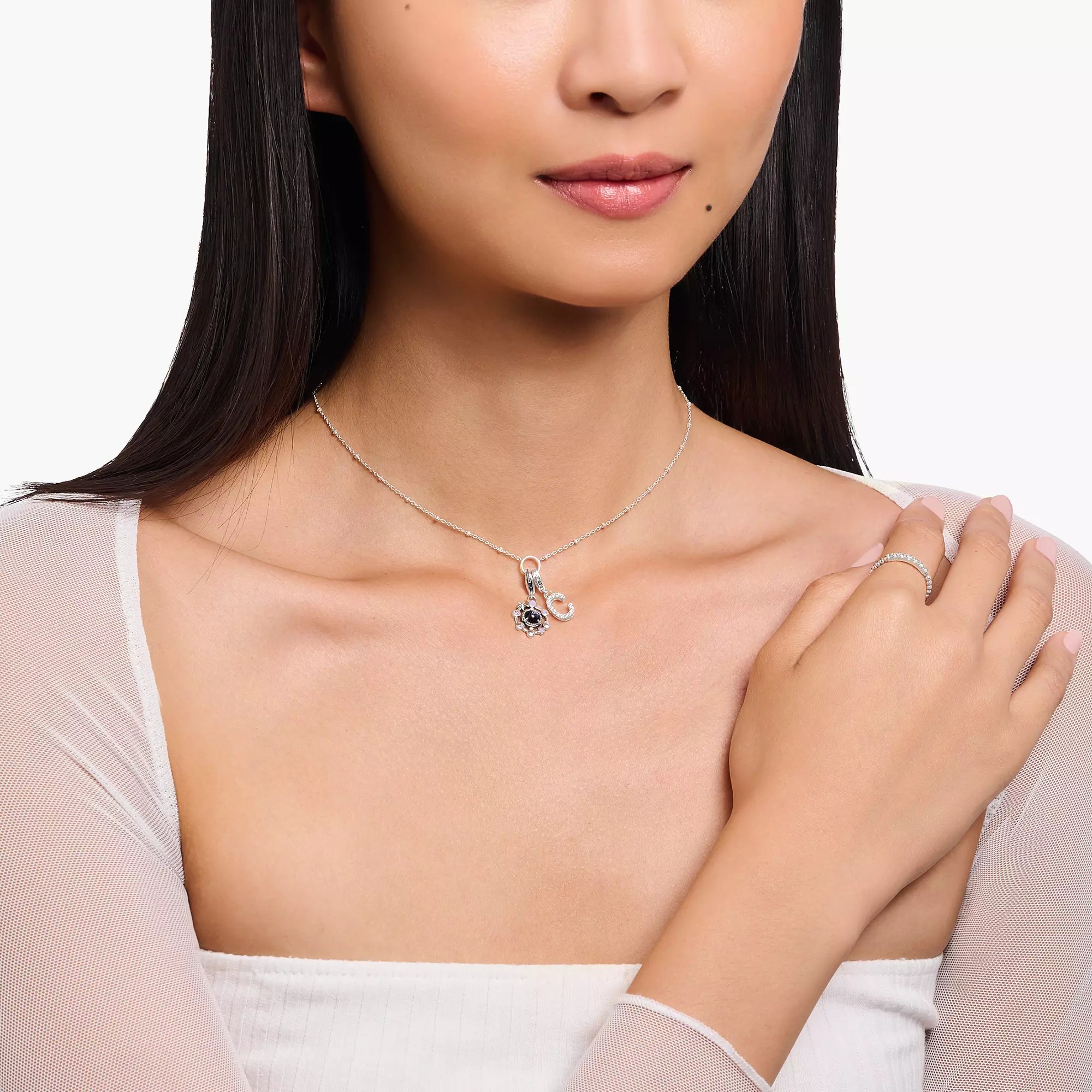 Thomas Sabo Charm-Anhänger - funkelnder Buchstabe C - Silber & Zirkonia - Weiß – Ansicht 3