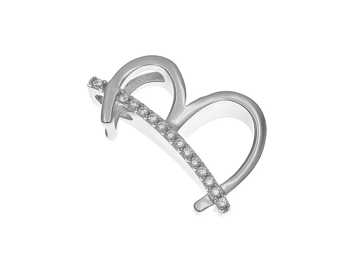 Anhänger aus Sterling Silber in Form des Buchstabens B, poliert und rhodiniert, verziert mit Zirkonia-Steinen, elegantes Design, passend für Schmuckliebhaber.