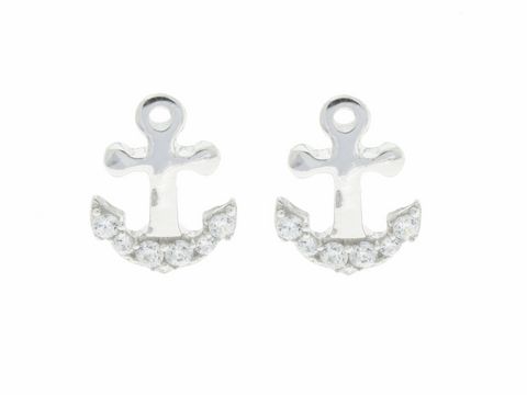 Ohrringe Stecker - Anker - Silber rhodiniert - glamourös von Juwelier Harnisch, Ohrstecker ohne Stein, elegantes Design mit maritime Note. Ideal für Freizeit und besondere Anlässe.