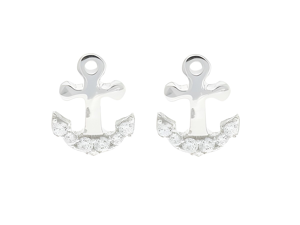 Ohrringe Stecker - Anker - Silber rhodiniert - glamourös von Juwelier Harnisch, Ohrstecker ohne Stein, elegantes Design mit maritime Note. Ideal für Freizeit und besondere Anlässe.