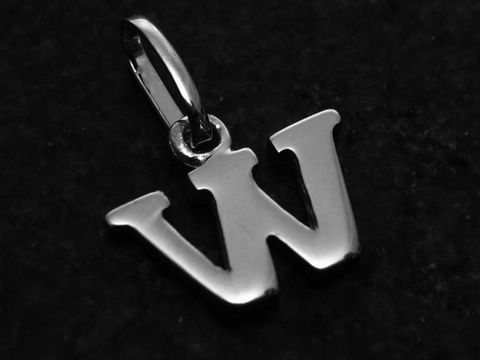 W-Buchstaben Anhänger aus Weißgold 585, Hersteller Juwelier Harnisch, stilvolles Design in glänzender Ausführung, ideal als persönliches Geschenk oder Schmuckstück.