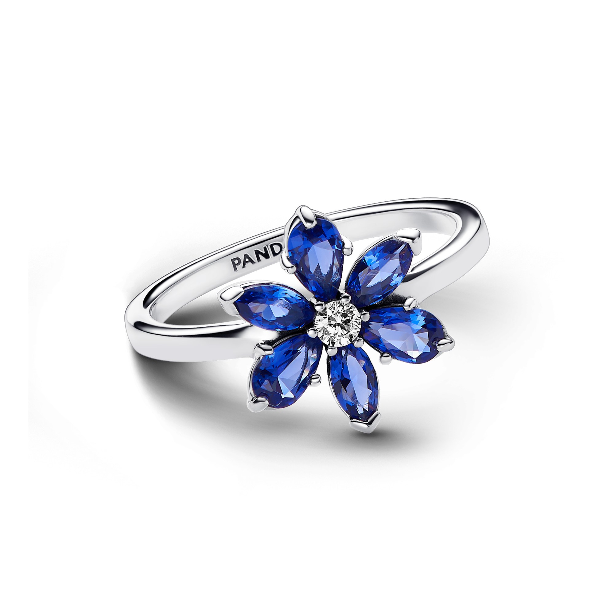 Pandora Funkelndes Herbarium Cluster Ring - Sterling Silber - Steinmix Blau – Ansicht 2