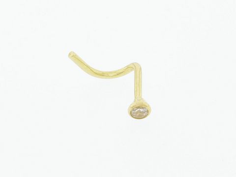 Gold Nasenstecker rund aus 750 Gold mit feinem Zirkonia, hergestellt von Juwelier Harnisch, ideal für einen eleganten Akzent im Gesicht.